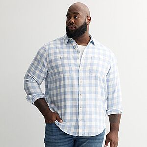 Big & Tall Sonoma Goods For Life Men's Super Soft Long Sleeve Brushed Flannel Shirt (Blue Heather Med Buff) $3.93 at Kohl's w/ Free Store Pickup or Free Shipping on $49+