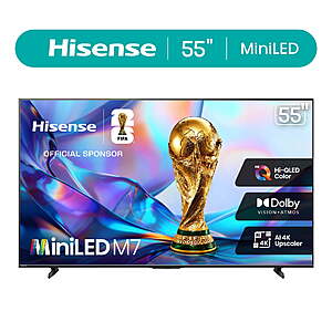 55" Hisense M7 Series Mini-LED QLED 4K UHD Smart Google TV (55M7QG) $298 + Free Shipping