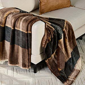 Better Homes & Gardens Oversized 50" x 72" Printed Velvet Plush Throw Blanket (Shelton Brown Plaid) $9.97 + Free Shipping w/ Walmart+ or on $35+