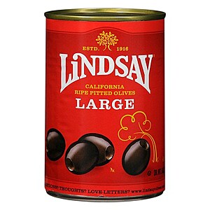 6-Oz Lindsay Large California Ripe Pitted Olives $1.79 at Walgreens w/ Free Store Pickup on $10+