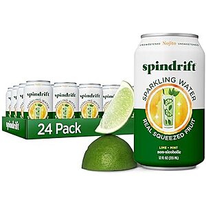 Spindrift Sparkling Water, Nojito Flavored, Made with Real Squeezed Fruit, 12 Fl Oz Cans, Pack of 24 (Only 4 Calories per Can)