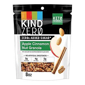 KIND Zero Added Sugar Granola, Apple Cinnamon Nut, Gluten Free, Low Sugar, Keto Snacks, 5g Protein, 8oz, 1 Count