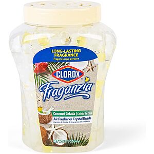 Clorox Fraganzia Crystal Beads Air Freshener, Long Lasting Room Deodorizer and Odor Eliminator Gel Beads to Freshen Home, Car, or Office, Coconut Colada Scent, 12 Fl Oz