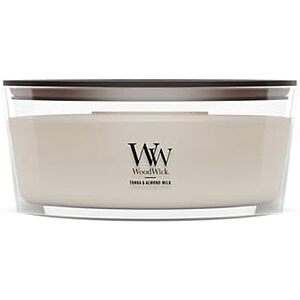 WoodWick Tonka & Almond Milk Gifts for Women and Men, 16 oz Ellipse Candle with Crackling Wick