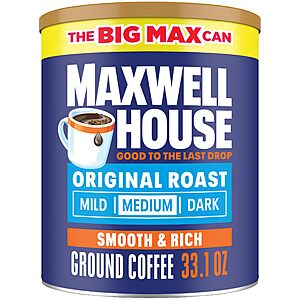 33.1-Ounce Maxwell House Original Roast Ground Coffee $11.51 w/ S&S + Free Shipping w/ Prime or on $35+