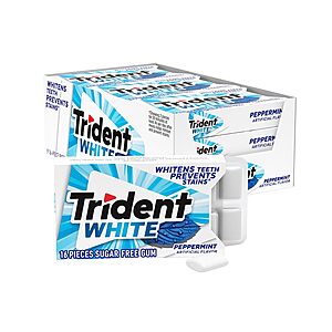 9-Pack 15-Piece Trident White Peppermint Sugar-Free Chewing Gum (144 Pieces) $4.94 w/ S&S + Free Shipping w/ Prime or on $35+