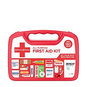 160-Pc Johnson & Johnson BAND-AID Compact All Purpose First Aid Kit $10.10 w/ S&S + Free S&H w/ Prime or $35+