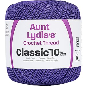 400-Yard Aunt Lydia's Classic Size 10 Cotton Crochet Thread (Violet) $2.85 w/ S&S + Free Shipping w/ Prime or on $35+