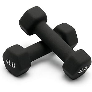 2-Pack Portzon 4-Lb Neoprene Hex Dumbbell (Black) $11.21 + Free Shipping w/ Prime or on $35+