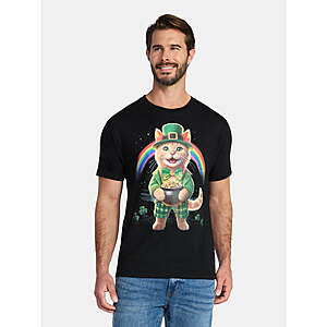 Saint Patrick's Day Men's Lucky Cat O Gold graphic t shirt, $2.44, Irish setter, $2.54, FS WM+, Walmart