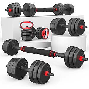 UPGO 70lbs Free Weight Set with Connector, 5 in1 Dumbbells Set Used as Barbell, Kettlebells, Push up Stand, $78.39, FS, Walmart