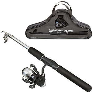 Wakeman Fiberglass Fishing Rod - Portable Telescopic Pole with Size 20 Spinning Reel, $18.54, Walmart