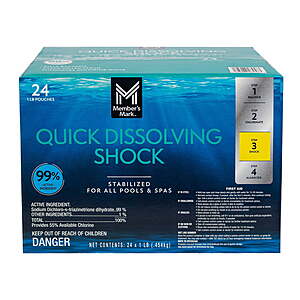 Sam's Club members, 24 pack Member's Mark Quick Dissolve Shock, $64.98, free pickup
