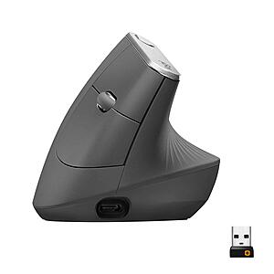 Prime, Logitech MX Vertical Wireless Mouse &ndash; Ergonomic Design Reduces Muscle Strain, Move Content Between 3 Windows and Apple Computers, Rechargeable, Graphite, $62.67