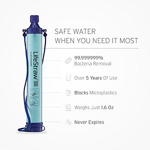 Prime, LifeStraw Personal Water Filter for Hiking, Camping, Travel, and Emergency Preparedness, $9.95 at Amazon
