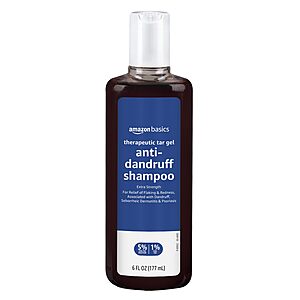 6 oz Amazon Basics Therapeutic Plus Coal Tar Anti-Dandruff Shampoo Extra Strength 1%, for Seborrheic Dermatitis, Psoriasis, Itching, $3.20, Amazon
