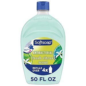 50 oz, Softsoap Antibacterial Hand Soap Refill, Fresh Citrus Scent, 50 fl oz, $3.99, Amazon $3.95