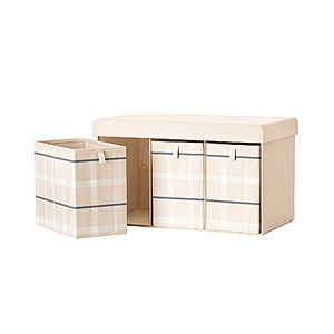 Kvell Kid's 28-Inch Storage Bench with 3 Drawers in Blush Plaid Pattern $12.34 + Free S&H w/ Walmart+ or on $35+