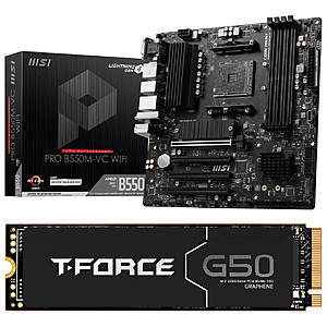 [Bundle] MSI PRO B550M-VC WIFI AM4 AMD B550 MATX AMD Motherboard + 512GB Team Group T-FORCE G50 M.2 2280 SSD $149.99 + Free Shipping