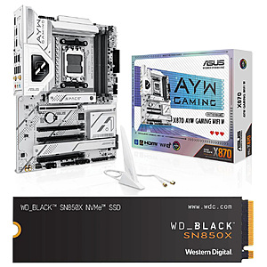 ASUS X870 AYW GAMING WIFI W AMD X870 AM5 ATX Motherboard + 1TB WD_BLACK SN850X SSD $239.99 + Free Shipping