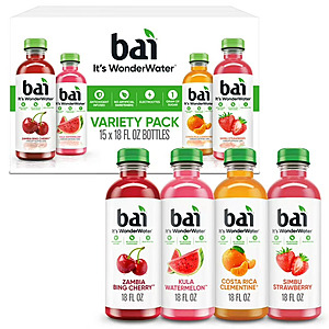 [Starts 06/10] Sam's Club Members: 15-Pack 18-Oz Bai WonderWater Flavored Water Beverage (Variety or Coconut) $14.98