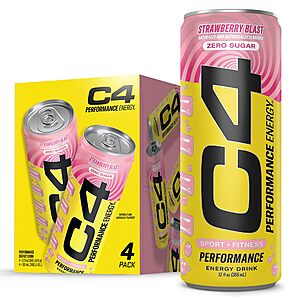 4-Pack 12-Oz C4 Performance Energy Carbonated Drink (Strawberry Blast) $3.62 w/ S&S + Free Shipping w/ Prime or on $35+