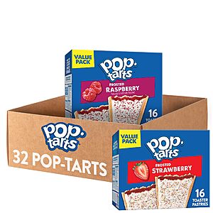 2-Ct 16-Pk Pop-Tarts Toaster Pastries (Frosted Strawberry & Raspberry Variety Pack) $6.77 + Free Shipping w/ Prime or on $35+
