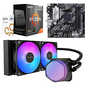 AMD Ryzen 7 5800X3D 10th Anniversary Edition CPU + ASUS PRIME B550M-A AC AMD AM4 mATX MB + Cooler Master Elite Liquid 240 CPU AIO $398.99 + Free Shipping