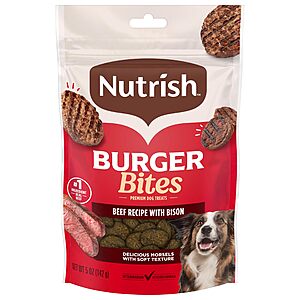 5-Ct 5-Oz Nutrish Burger Bites Dog Treats (Beef) $12.25 or less ($2.45/bag) + Free Shipping w/ Prime or on $35+