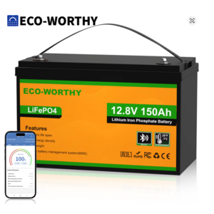 ECO-WORTHY 12V 150AH Bluetooth LiFePO4 Lithium Battery $126.36