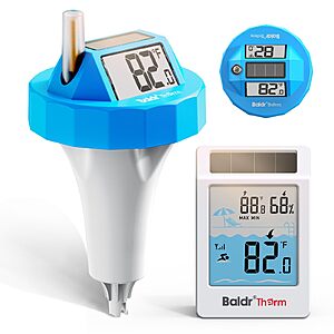 BALDR Solar Pool Thermometer Floating with Easy Read Large Dual LCD IPX8 $19.24