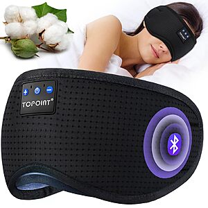 TOPOINT Sleep Mask Headphones Bluetooth Wireless 5.4, Breathable Cotton Eye Mask $11.50