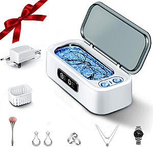 SUNPOW Ultrasonic Jewelry Cleaner Machine&ndash; Dual Chambers for Contact Lenses & Jewelry $14.99