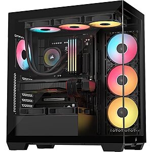 CORSAIR 3500X RS ARGB Panoramic Mid-Tower PC Case – 3X Pre-Installed Fans, High Airflow, Spacious Interior, GPU Anti-Sag, Reverse Connection Motherboard Compatible – Black