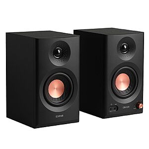 Edifier MR3 Powered Studio Monitor Speakers, Hi-Res Audio Certified Bluetooth V5.4 Active Bookshelf Loudspeakers, 2.0 Computer Speaker with Headphone Output RCA AUX Balanced TRS Input - Black (Pair)