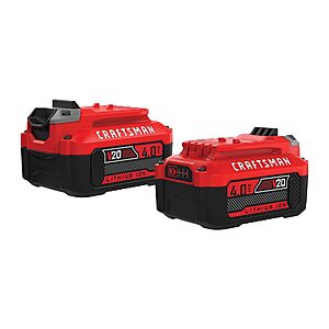 2-Pack CRAFTSMAN V20 4Ah Lithium Ion Power Tool Battery $79.00 + Free Shipping