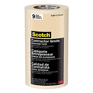 9-Pack Scotch Contractor Grade Masking Tape, 0.94 inches by 60.1 Yards $9.60 + Free Shipping w/ Prime or on $35+