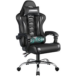 Yaheetech High Back Gaming Chair w/ USB Massage Lumbar Support $71.98 + Free Shipping