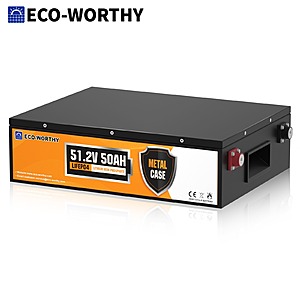 ECO-WORTHY 48V 50Ah LiFePO4 Battery Metal Case for Solar Storage $285 + Free Shipping