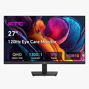 KTC 27" 2K QHD (2560 x 1440) Display 120Hz IPS Gaming Monitor HDR10 $81.20 + Free Shipping