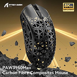 ATTACK SHARK R5 Ultra Carbon Fiber Wireless Gaming Mouse 39g Superlight 8K Black/White $53.60 + Free Shipping