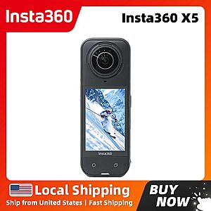 Insta360 X5 8K 360 Camera Dual 1/1.28" Sensors 208-Min Battery Replaceable Lenses $382 + Free Shipping $382.2