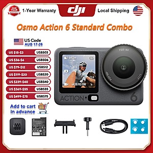 DJI Osmo Action 6 Standard Combo 1/1.1" 4K/120fps 50GB 20m Waterproof $333.20 + Free Shipping