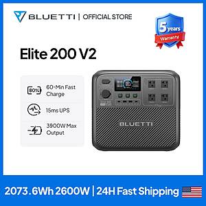 BLUETTI Elite 200 V2 Portable Power Station 2073Wh $569 + Free Shipping at Bluetti US Store via Aliexpress