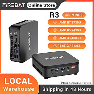 Firebat R3 Mini PC AMD Ryzen 5 7430U 6C/12T Lpddr4 16Gb Ram M.2 SATA 512Gb Ssd Wifi6 $234 + Free Shipping