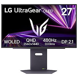 LG 27" UltraGear OLED QHD 1440p 480Hz Gaming Monitor (27GX790A-B) $547.54 + Free Shipping