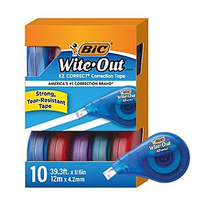10-Count BIC Wite-Out EZ Correct Tear-Resistant Correction Tape $10.93 ($1.09 Ea) w/ S&S + Free Shipping w/ Prime or on $35+