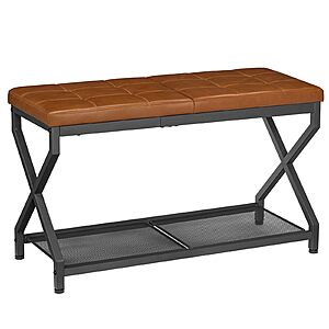 29.5" HOOBRO Entryway Shoe Bench w/ Tufted PU Leather Cushion & Storage Rack (Whiskey Brown) $34.99 + Free Shipping w/ Prime or on $35+