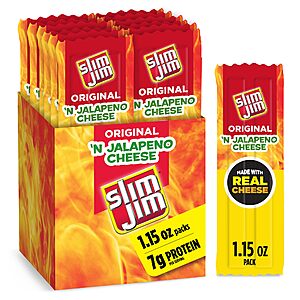 14-Count 1.15-Oz Slim Jim Meat Jerky Sticks & Jalape&ntilde;o Cheese $12.84 (92c Ea) w/ S&S + Free Shipping w/ Prime or on $35+