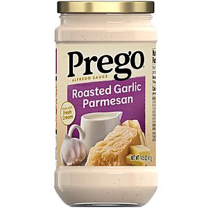 Prego Alfredo Pasta Sauce with Roasted Garlic and Parmesan Cheese, 14.5 oz Jar